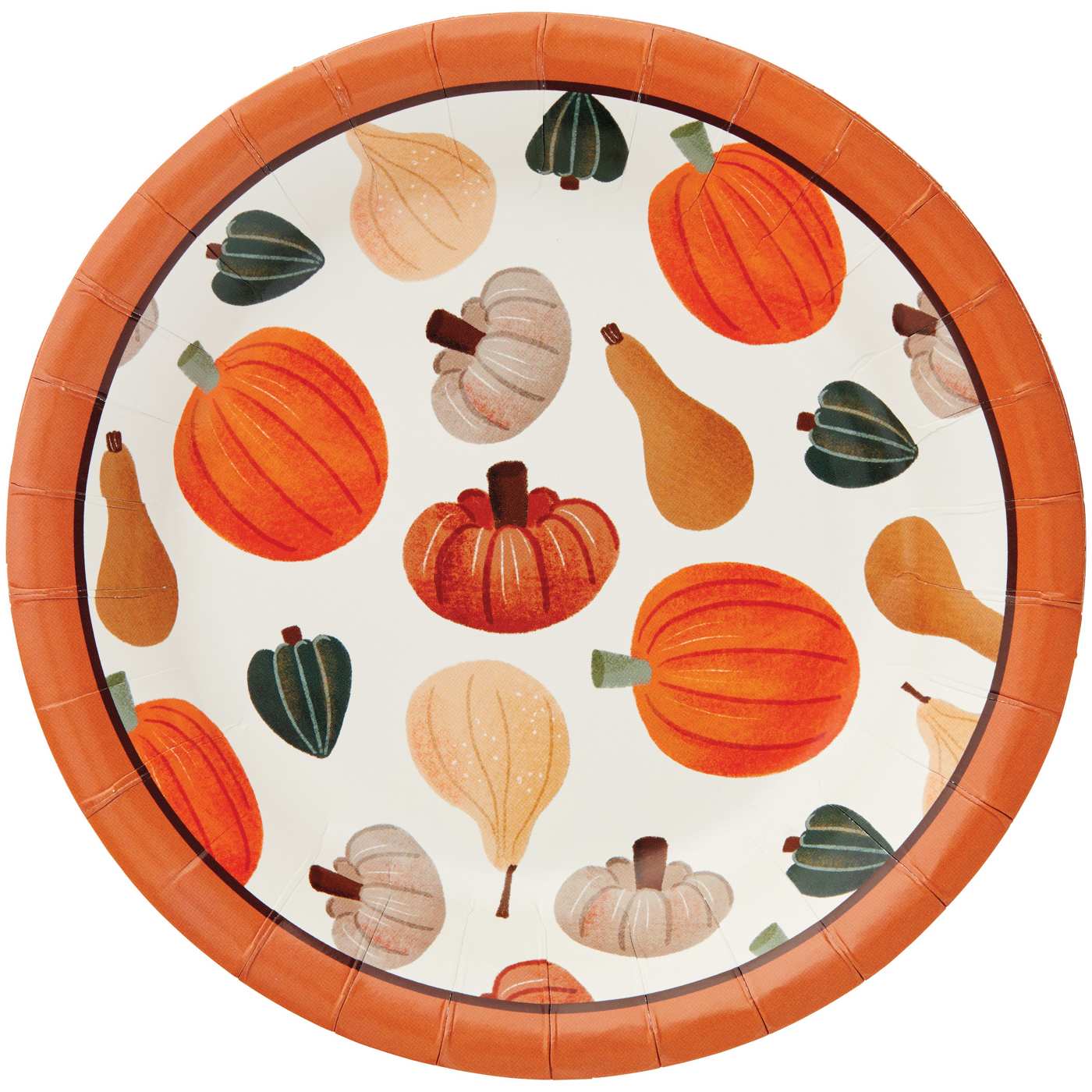 Destination Holiday Thanksgiving Pumpkin Print Paper Plates 7"; image 1 of 2