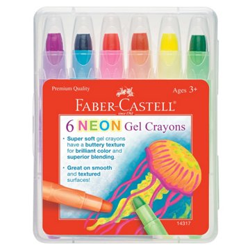 Faber-Castell Neon Gel Crayons, 6 pk