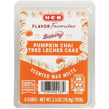 H-E-B Flavor Favorites Bakery Pumpkin Chai Tres Leches Cake Scented Wax Melts, 6 ct