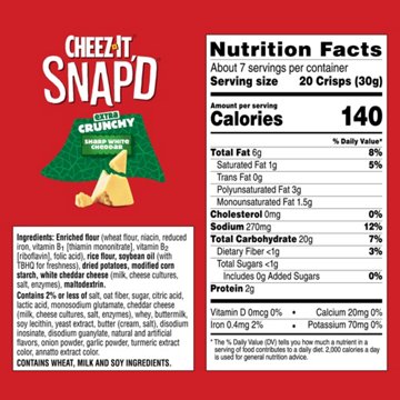 Cheez-It Snap'd Sharp White Cheddar Cheese Cracker Chips
