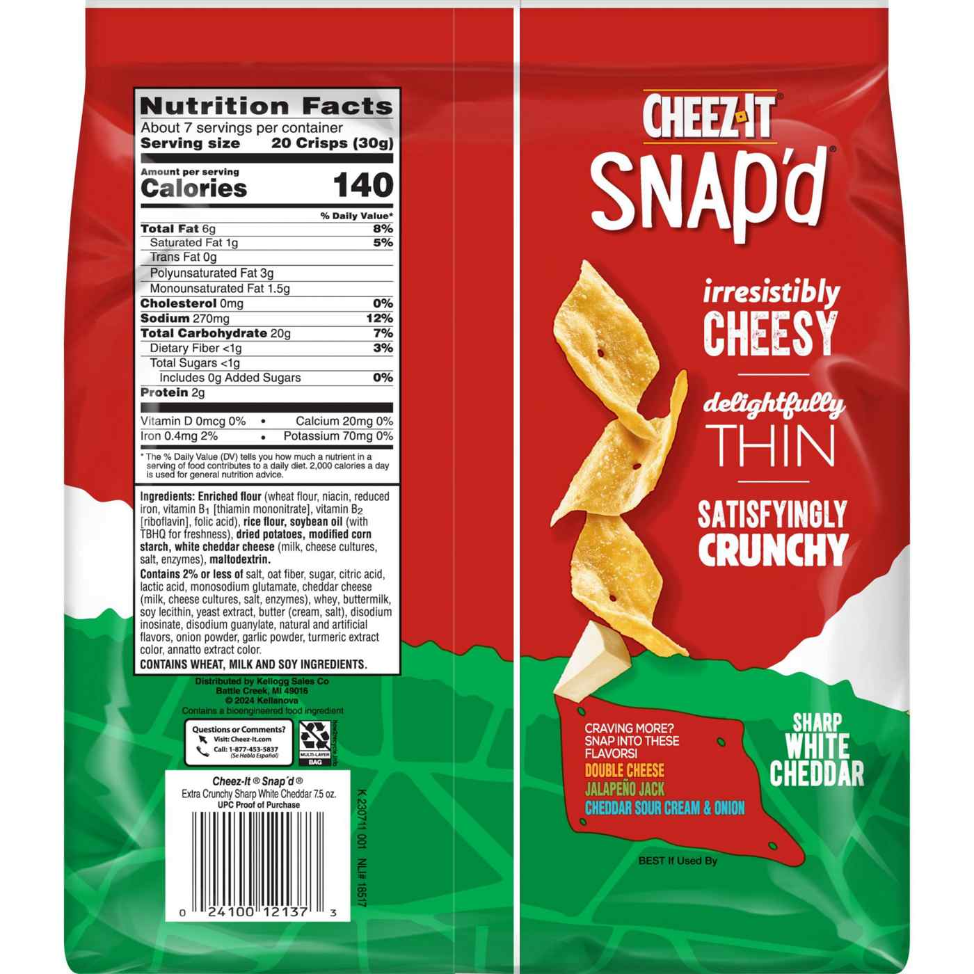 Cheez-It Snap'd Sharp White Cheddar Cheese Cracker Chips; image 3 of 3