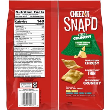 Cheez-It Snap'd Sharp White Cheddar Cheese Cracker Chips