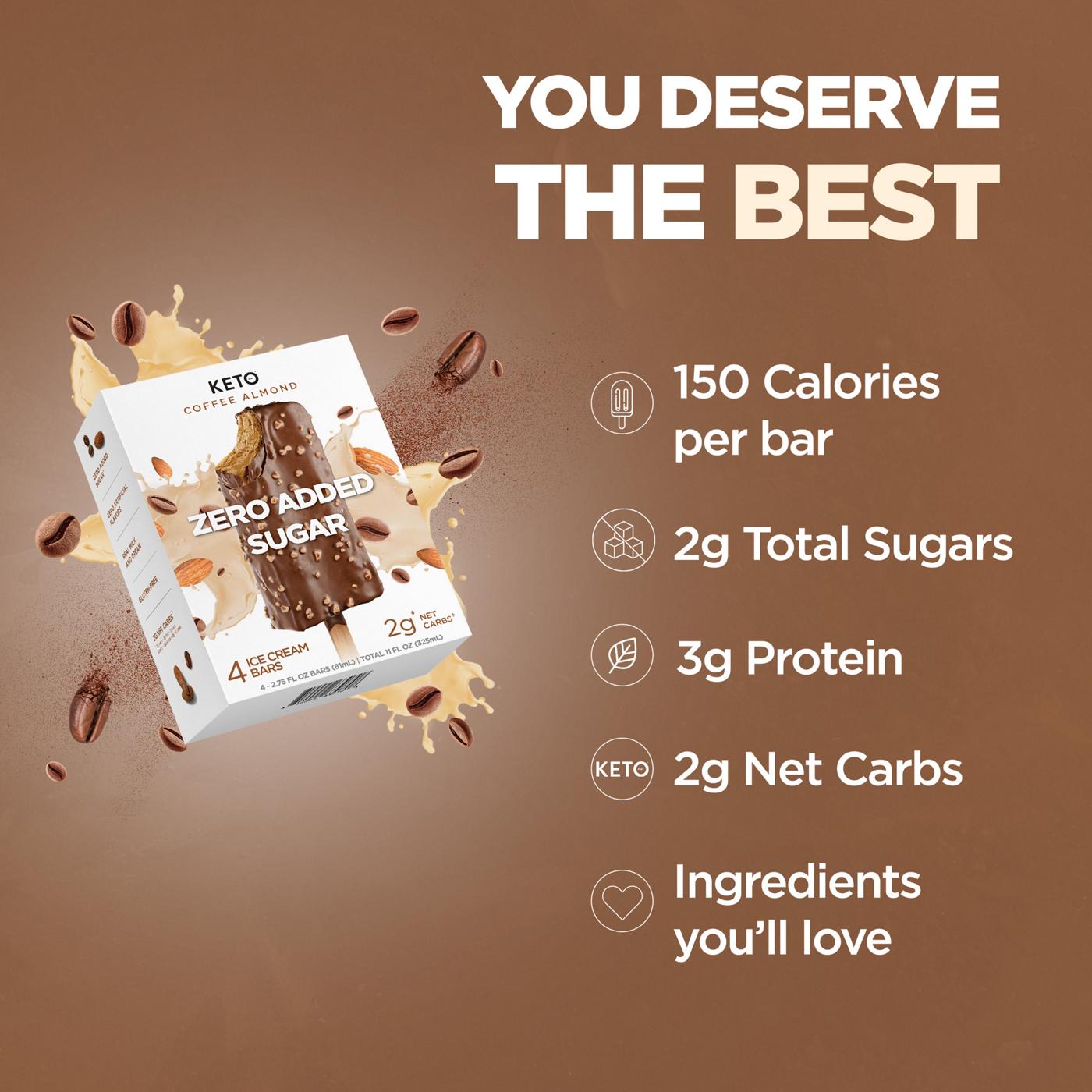 Keto Pint Zero Added Sugar Coffee Almond Ice Cream Bars; image 2 of 6