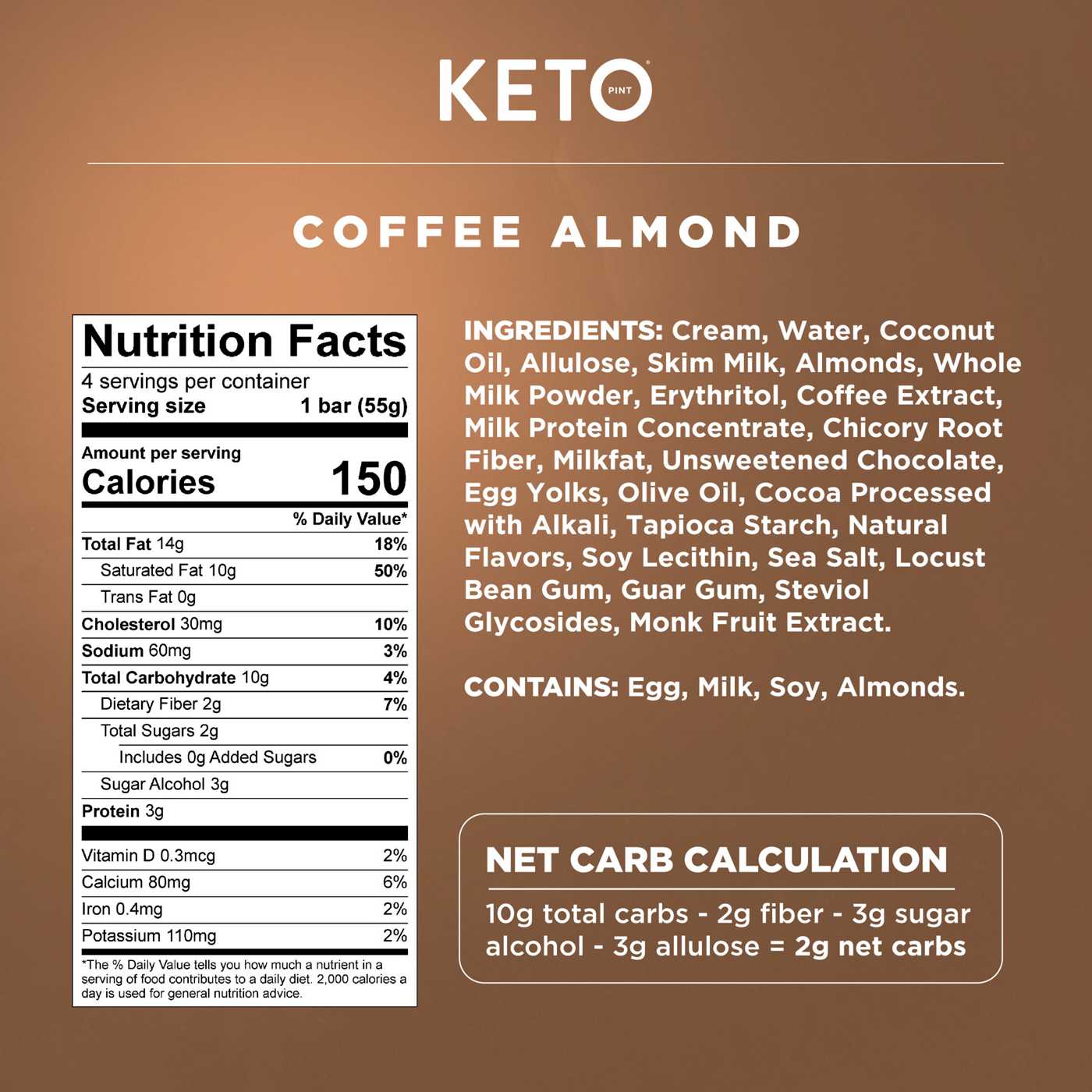 Keto Pint Zero Added Sugar Coffee Almond Ice Cream Bars; image 4 of 6