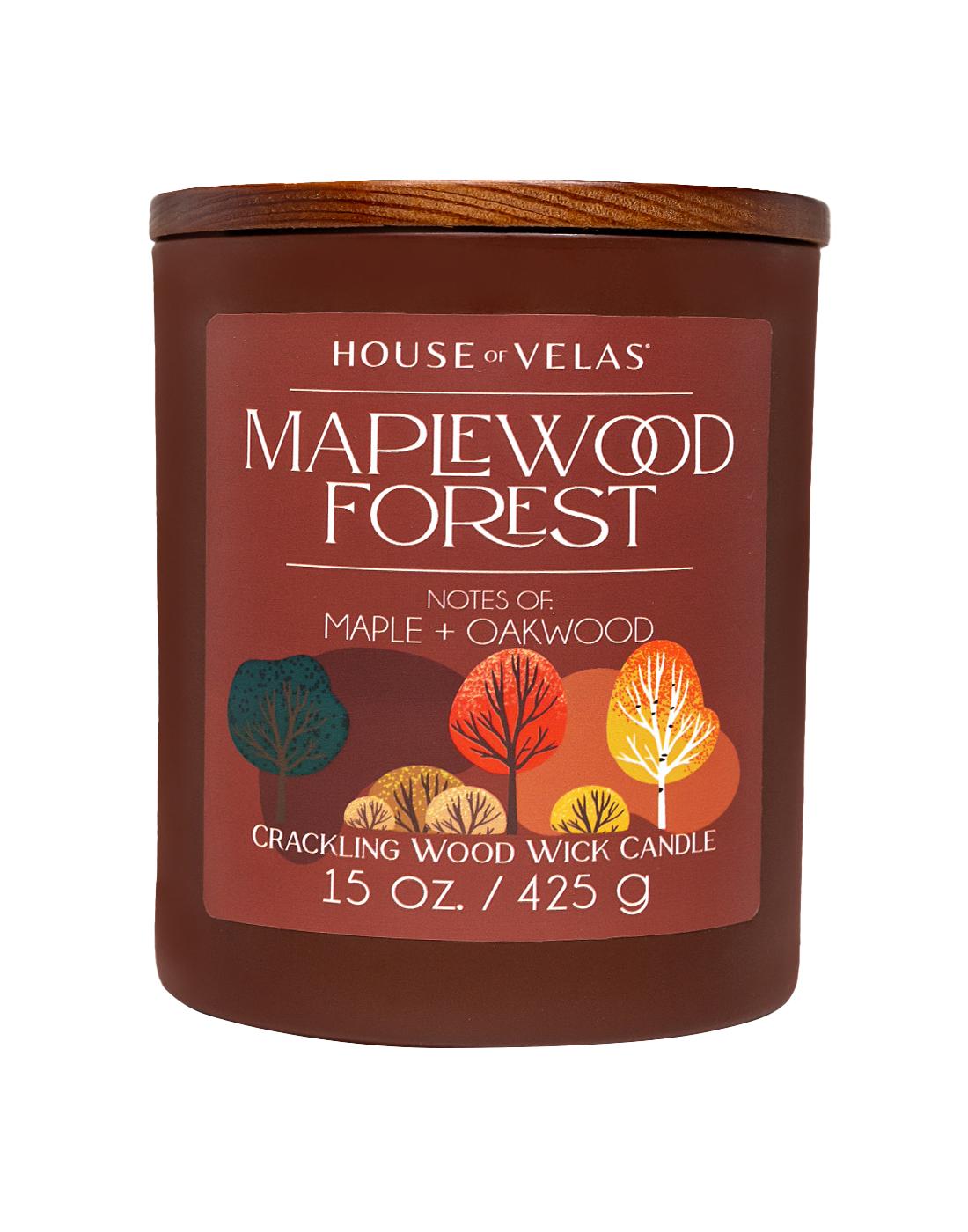 House of Velas Maplewood Forest Scented Wood Wick Fall Candle; image 1 of 3