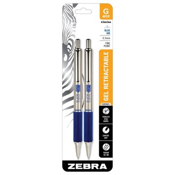 Zebra G-402 0.5mm Retractable Gel Pens - Blue Ink
