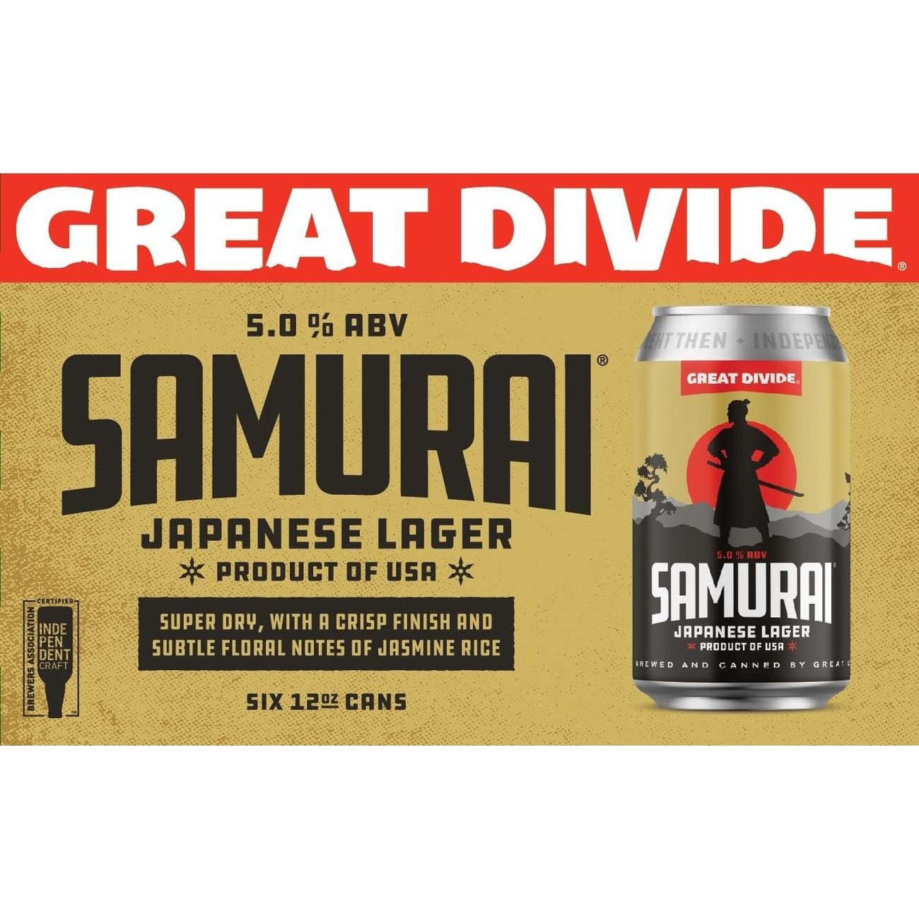 Great Divide Samurai Japanese Lager Craft Beer 6 pk Cans - Shop Beer at ...