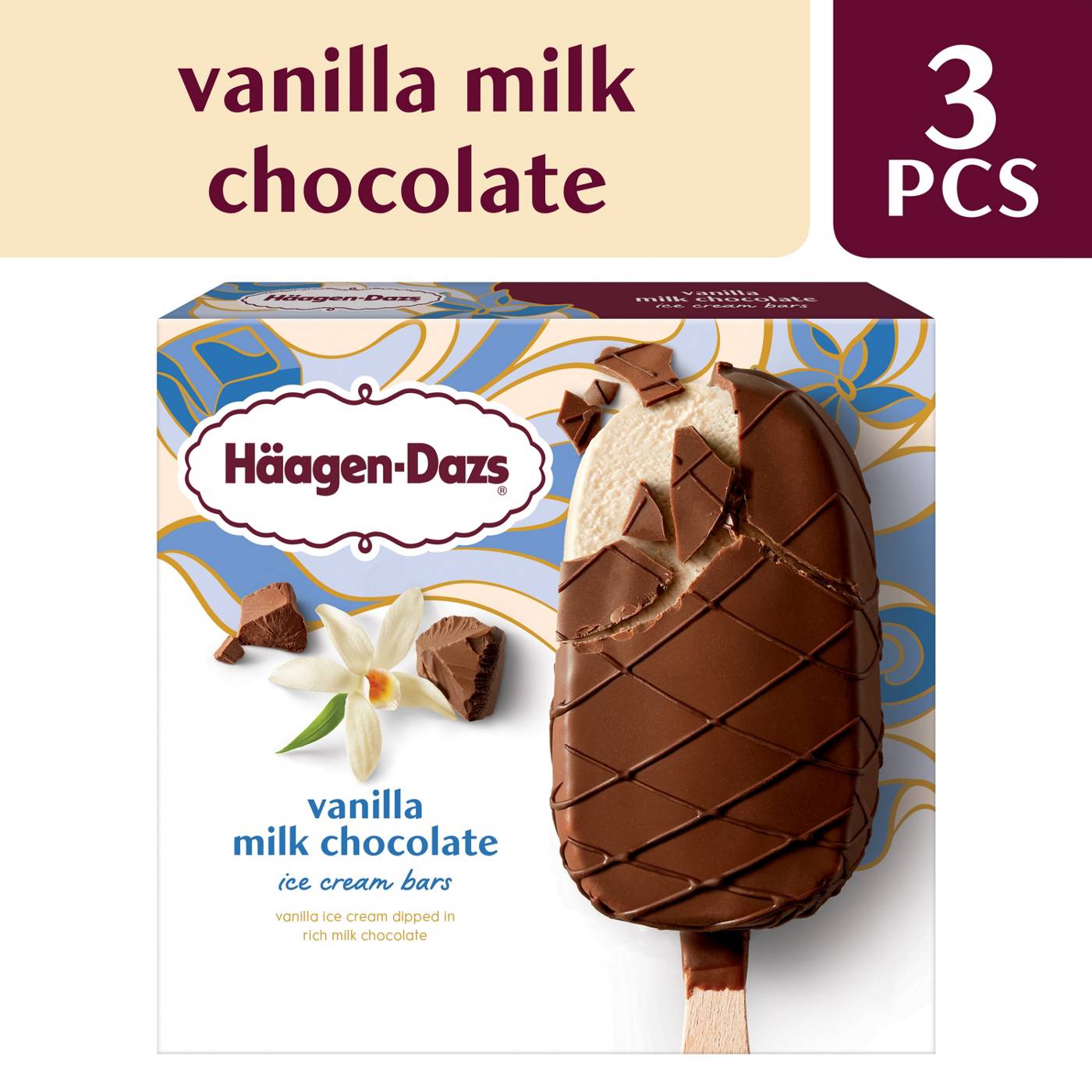 Haagen-Dazs Vanilla Milk Chocolate Ice Cream Bars; image 4 of 5