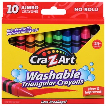 Cra-Z-Art Jumbo Washable Triangular Crayons, 10 pk