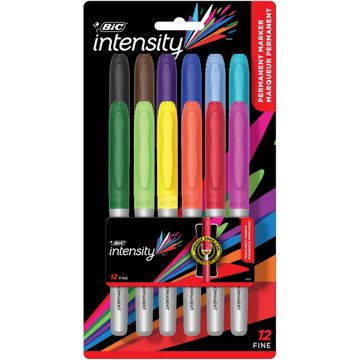 BIC Intensity Fine Point Permanent Markers - Assorted Ink, 12 pk