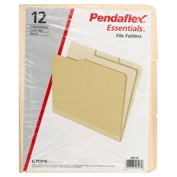 Pedaflex Essentials File Folders - Manila, 12 pk