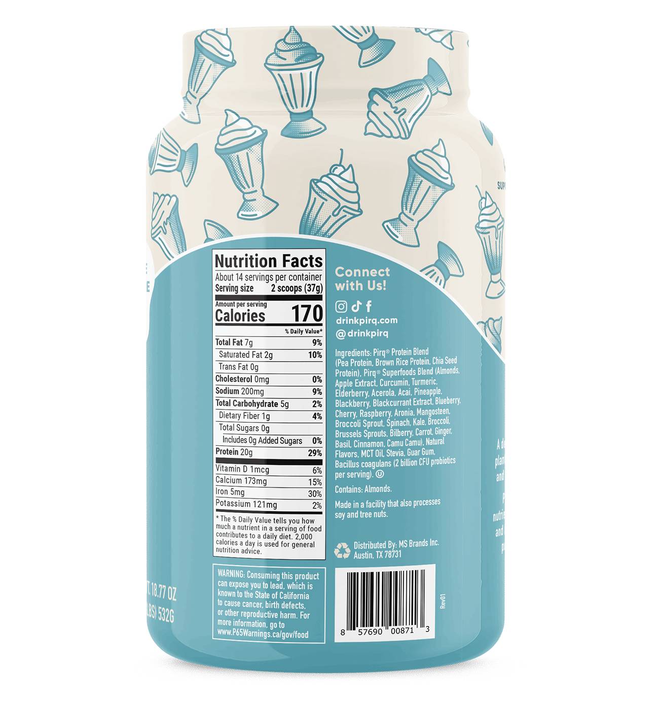 Pirq 20g Plant Protein Powder + Superfoods & Probiotics - Vanilla; image 4 of 5