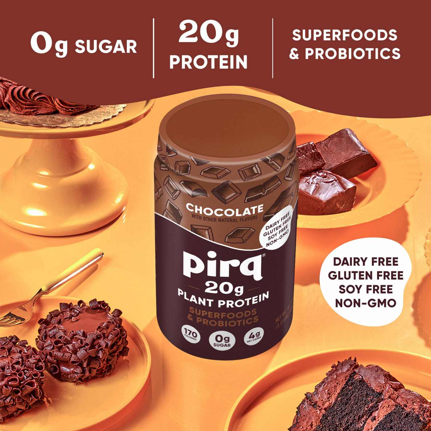 Pirq 20g Plant Protein Powder + Superfoods & Probiotics - Chocolate; image 3 of 5