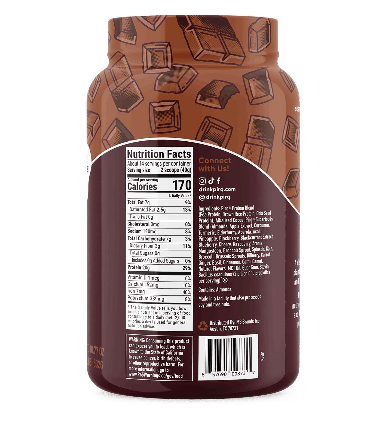 Pirq 20g Plant Protein Powder + Superfoods & Probiotics - Chocolate; image 5 of 5