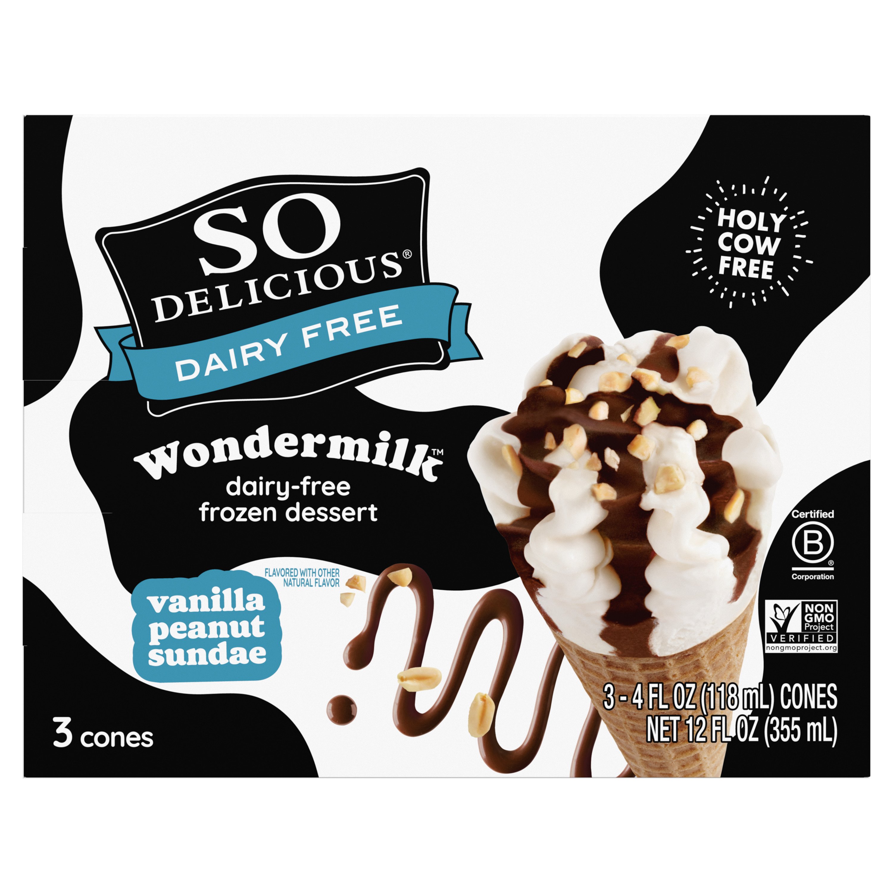 So Delicious Wondermilk Vanilla Peanut Sundae Dairy Free Dessert Cones ...