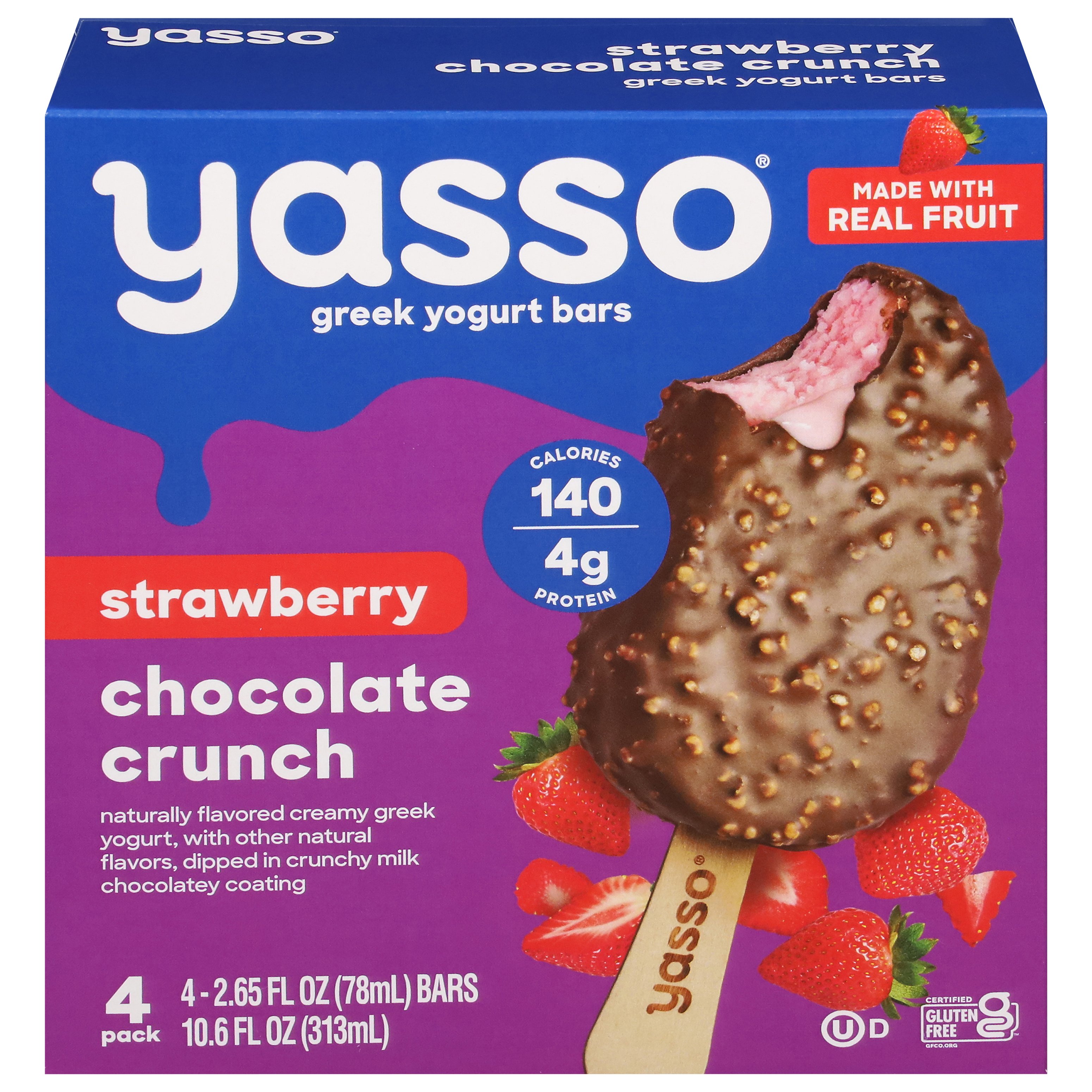 Yasso Strawberry Chocolate Crunch Greek Yogurt Bars - Shop Bars & pops ...