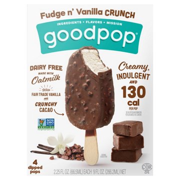 GoodPop Dairy Free Fudge N' Vanilla Crunch Pops, 4 ct