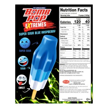 Bomb Pop Extremes Super Sour Blue Raspberry Ice Pops