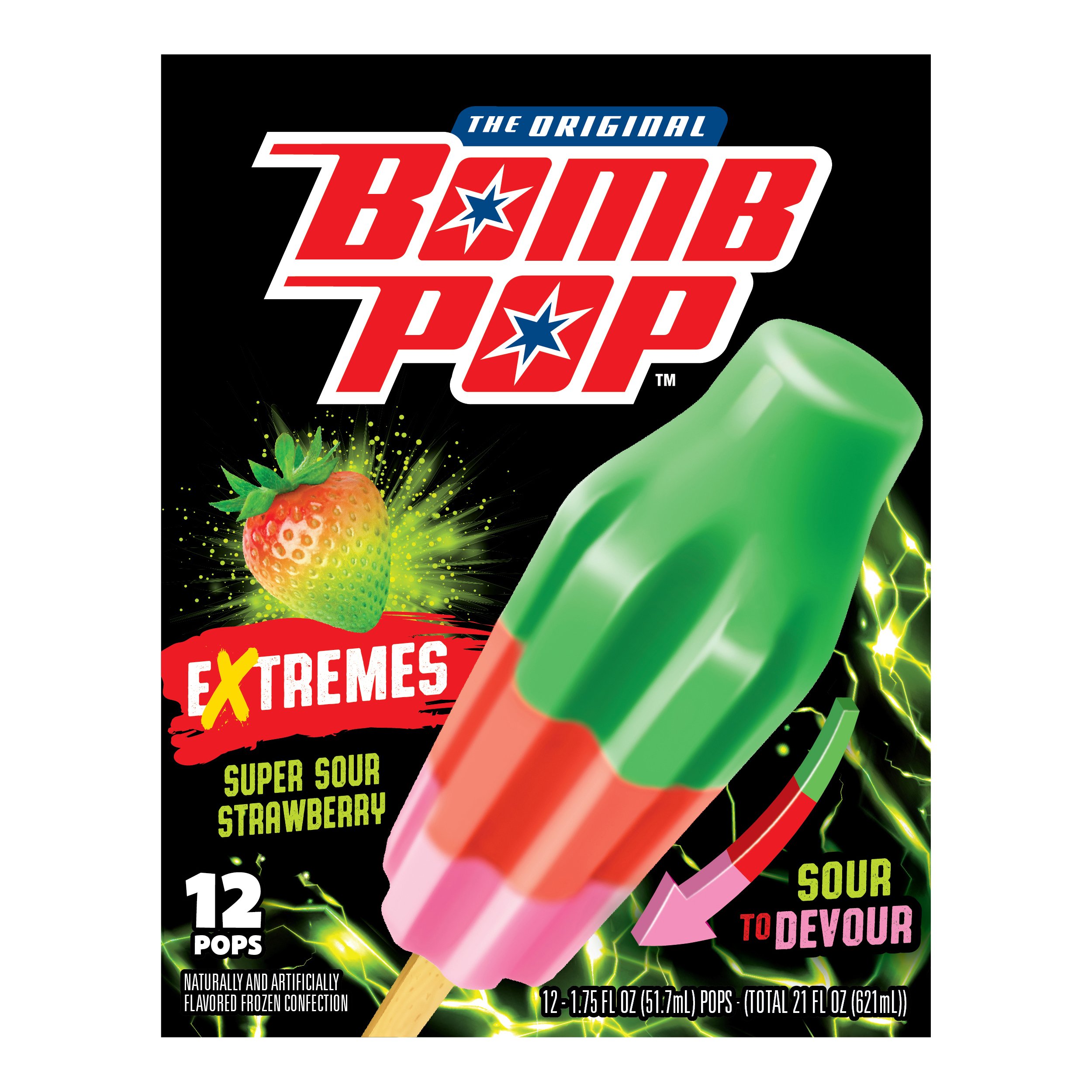 Bomb Pop Extremes Super Sour Strawberry Ice Pops - Shop Bars & pops at ...