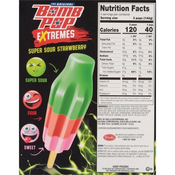 Bomb Pop Extremes Super Sour Strawberry Ice Pops