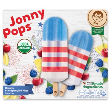 JonnyPops Organic Dairy Free Star Spangled Flag Pops, 8 ct