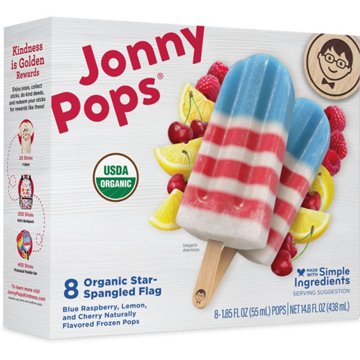 JonnyPops Organic Star-Spangled Flag Frozen Pops, 8 ct