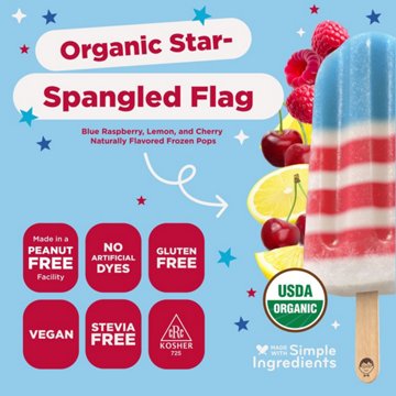 JonnyPops Organic Star-Spangled Flag Frozen Pops, 8 ct