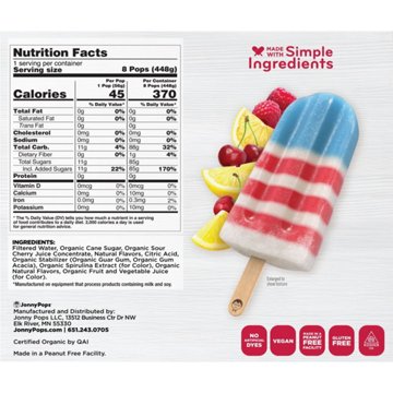 JonnyPops Organic Star-Spangled Flag Frozen Pops, 8 ct