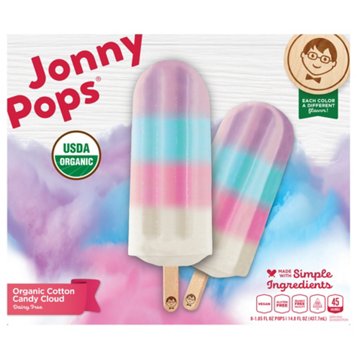 JonnyPops Organic Dairy Free Cotton Candy Cloud Pops, 8 ct