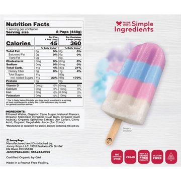 JonnyPops Organic Cotton Candy Cloud Frozen Pops, 8 ct