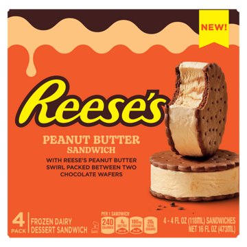 Reese's Peanut Butter Ice Cream Sandwiches, 4 ct