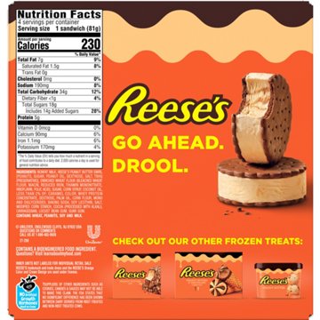 Reese's Peanut Butter Ice Cream Sandwiches, 4 ct