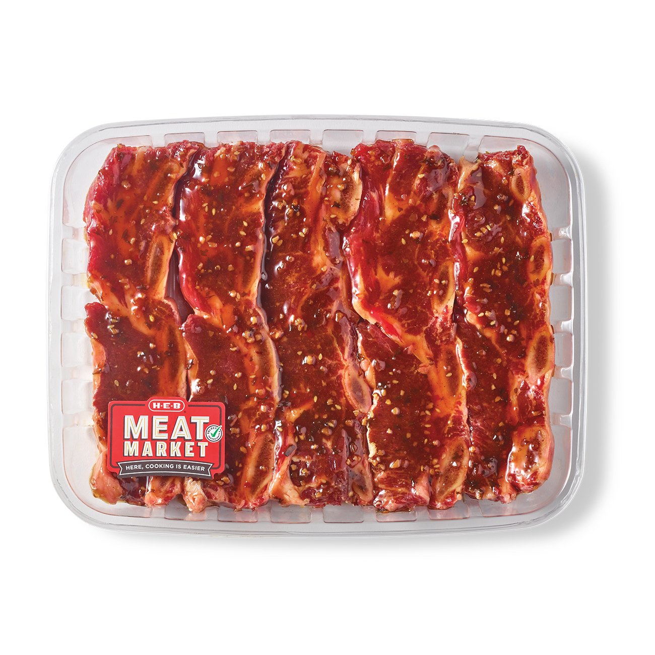 H-E-B Meat Market Marinated Bone-in Beef Flanken Ribs, Ginger Teriyaki ...