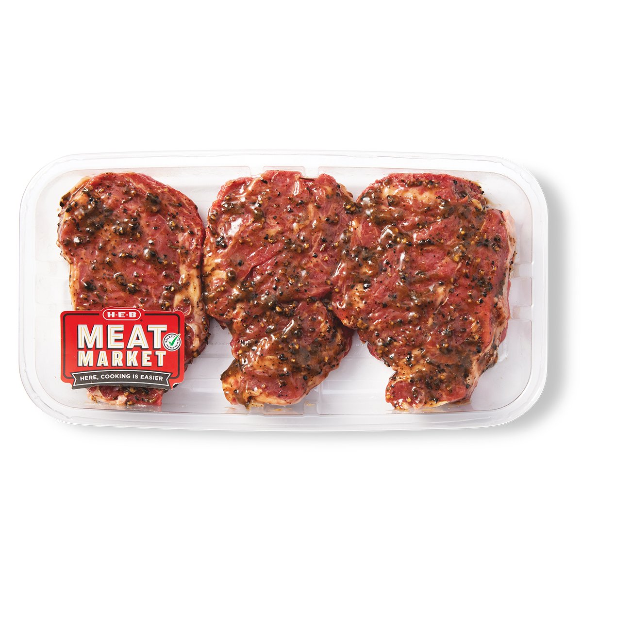 HEB Meat Market Marinated Boneless Beef Chuck Eye Steaks Garlic
