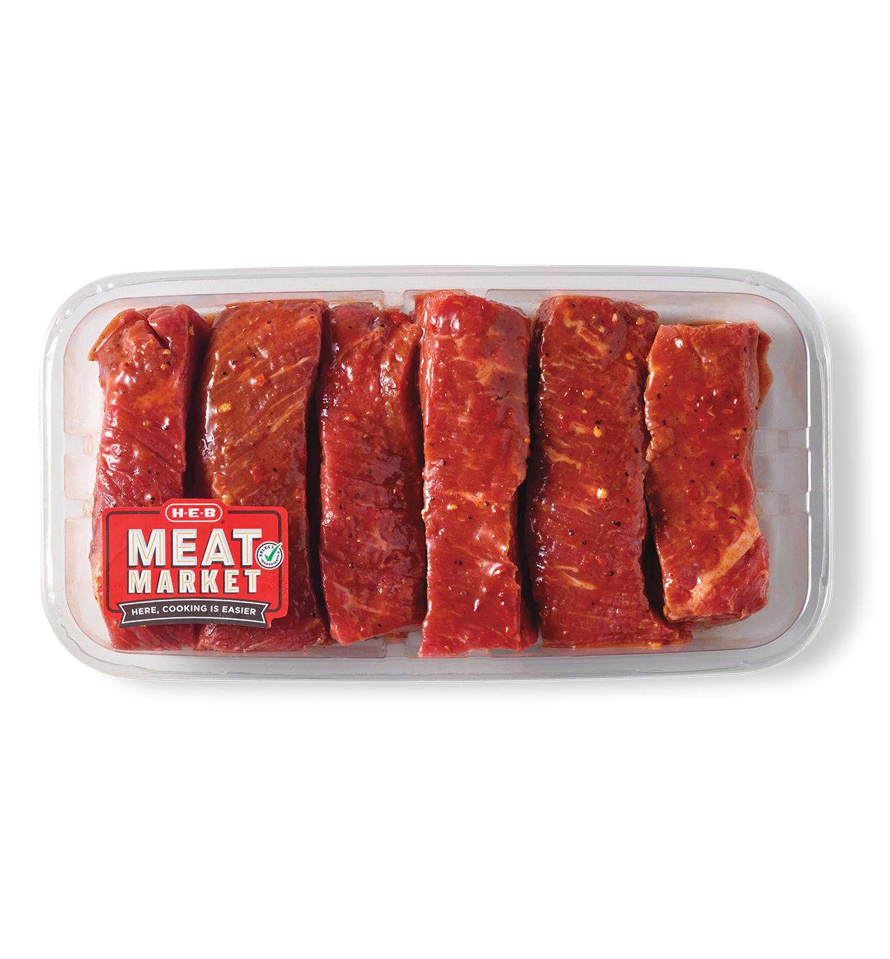 H-E-B Meat Market Marinated Boneless Texas-Style Beef Ribs - Chile Lime; image 1 of 3