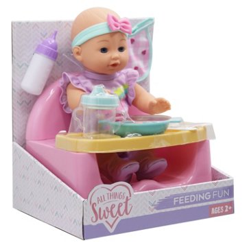 All Things Sweet Feeding Fun Baby Doll Playset, 12"