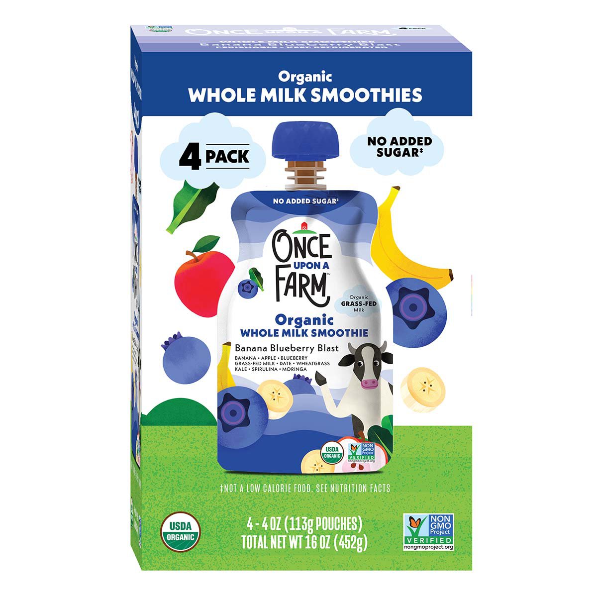 Once Upon A Farm Organic Whole Milk Smoothies 4 pk Pouches - Banana ...