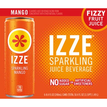 Izze Sparkling Juice Mango 6 pk Cans