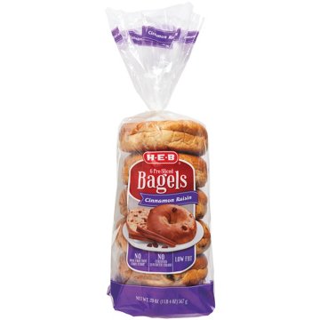H-E-B Cinnamon Raisin Bagels, 6 ct