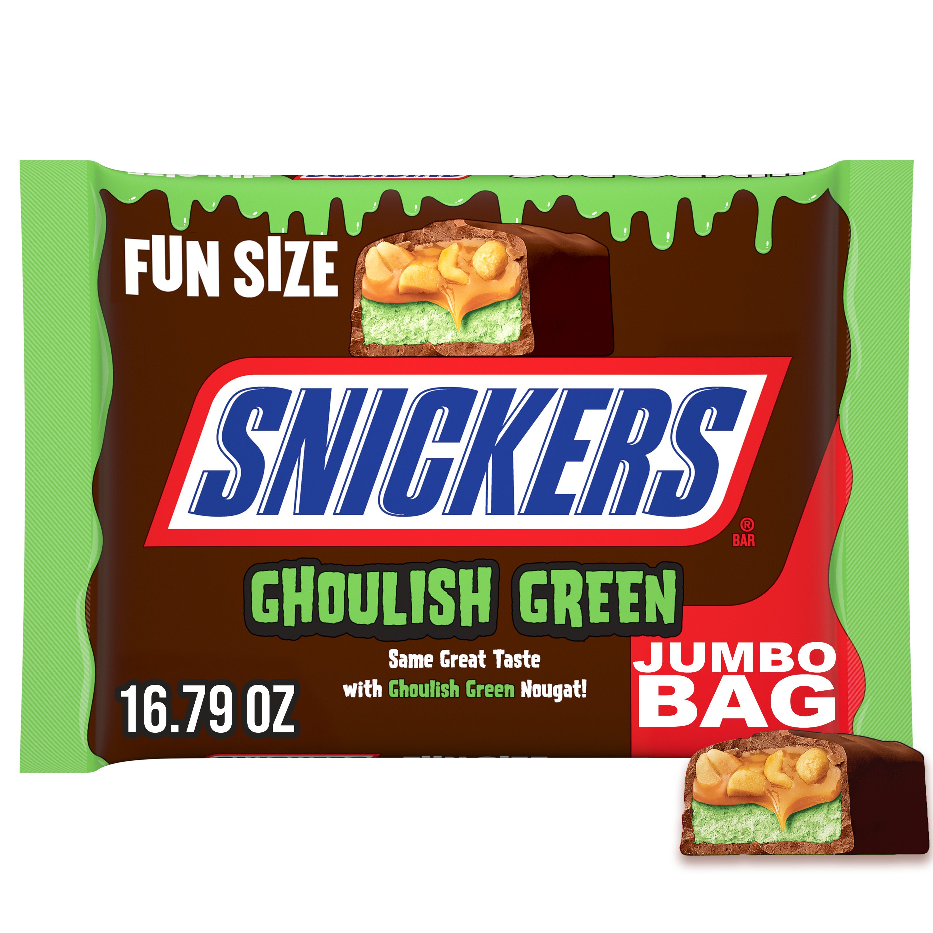 Snickers Ghoulish Green Milk Chocolate Fun Size Halloween Candy - Shop ...