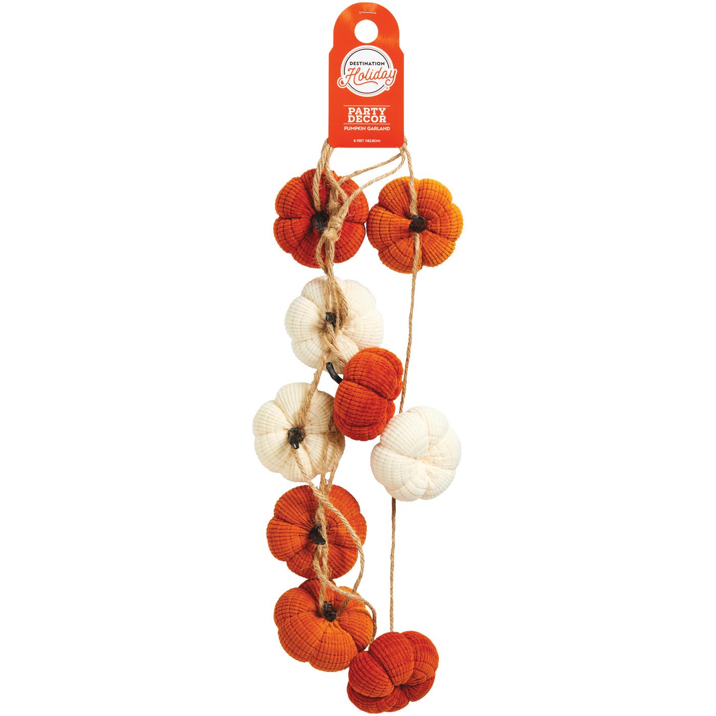 Destination Holiday Fall Plush Pumpkin Garland; image 1 of 2