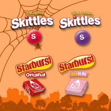 Skittles & Starburst Assorted Fun Size Chewy Halloween Candy