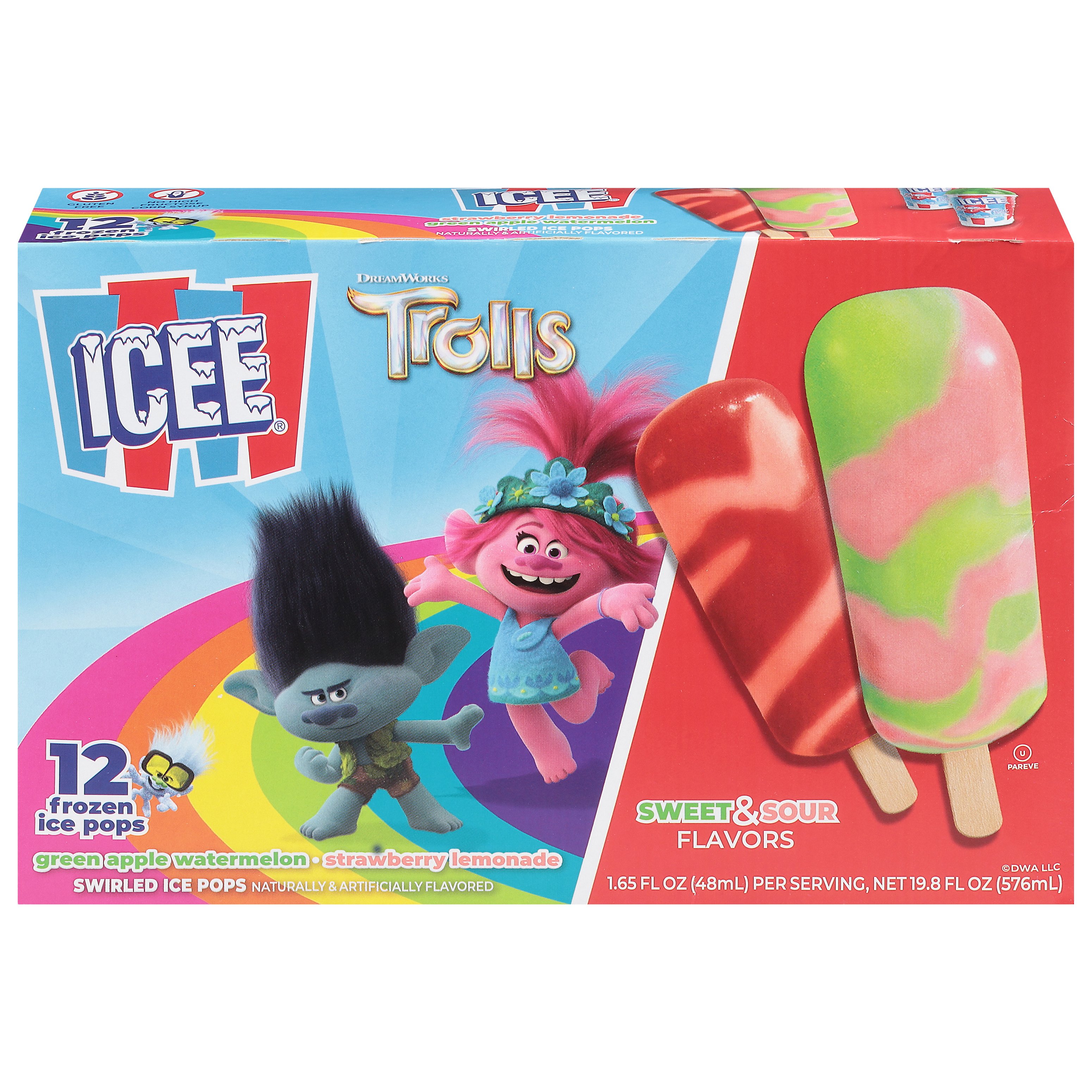 ICEE Trolls Sweet & Sour Swirled Ice Pops - Shop Bars & pops at H-E-B