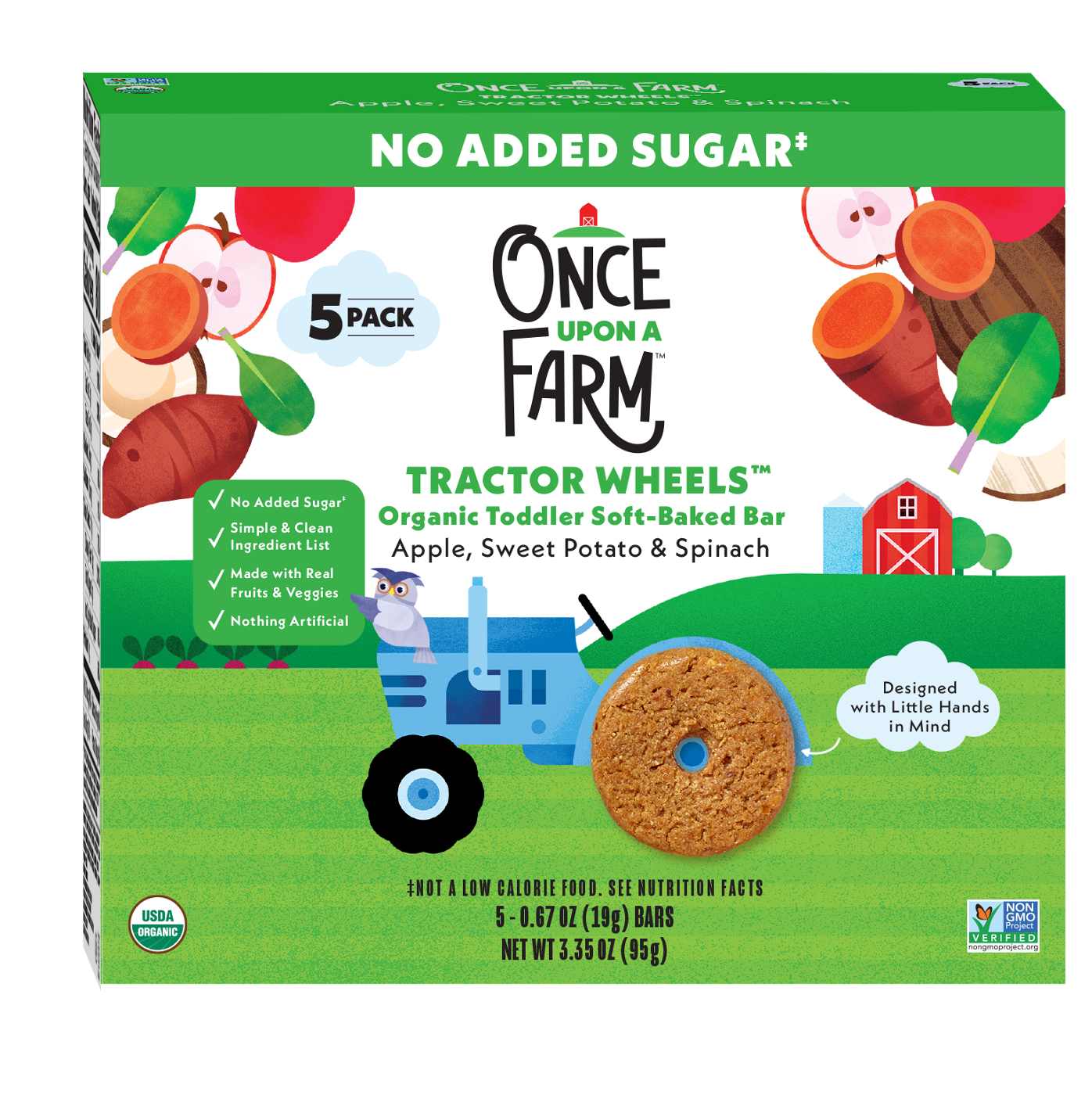 Once Upon a Farm Tractor Wheels Organic Toddler Soft-Baked Bar - Apple, Sweet Potato & Spinach; image 1 of 2