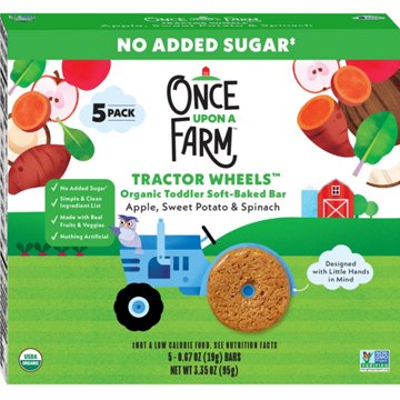 Once Upon a Farm Tractor Wheels Organic Toddler Soft-Baked Bar - Apple, Sweet Potato & Spinach