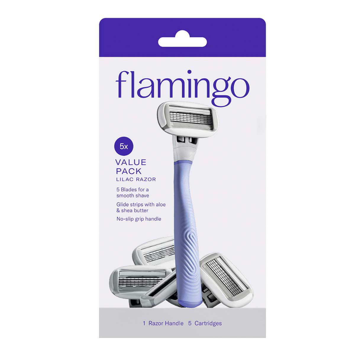 Flamingo Lilac Razor and Cartridges Value Pack Shop Razors & Blades