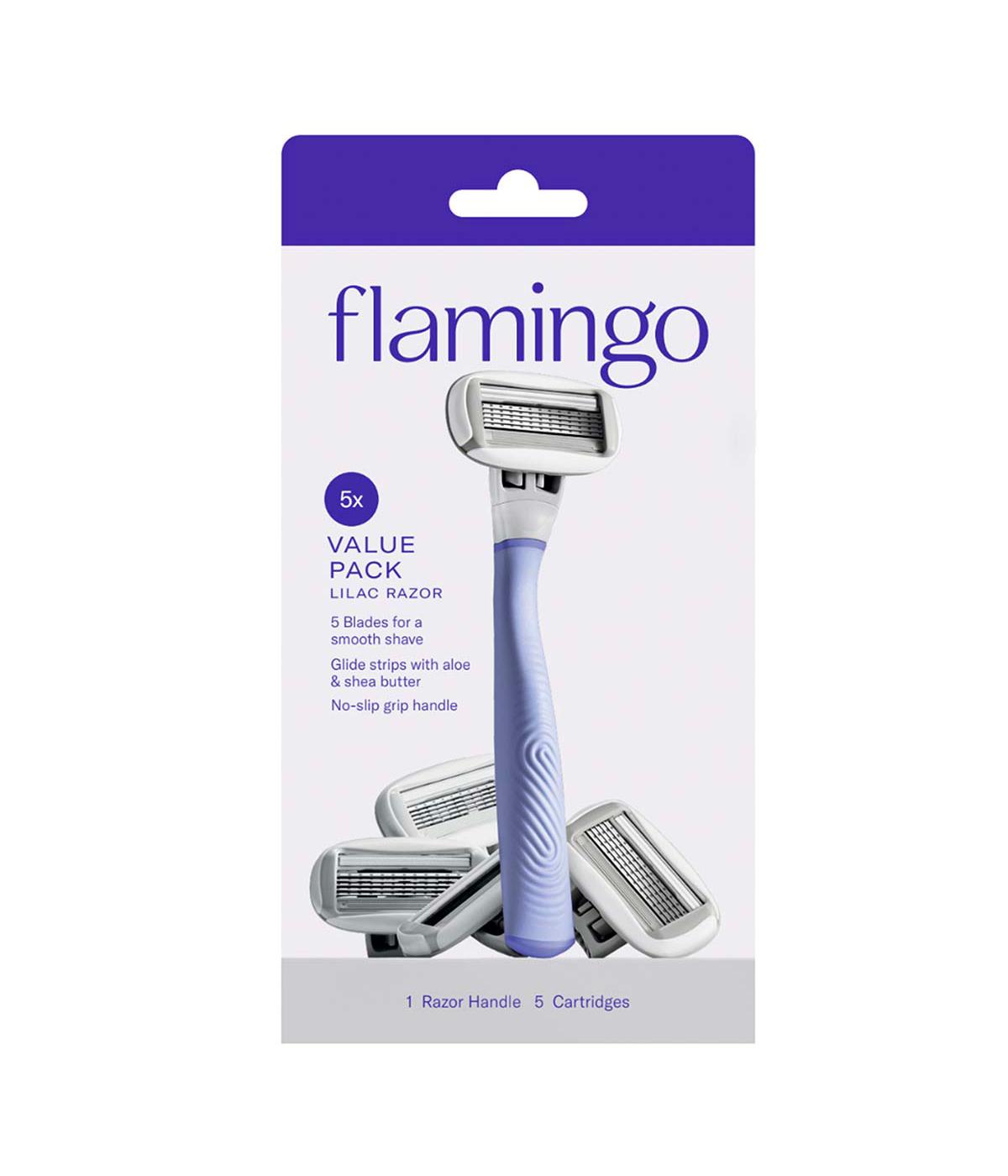 Flamingo Lilac Razor and Cartridges Value Pack; image 1 of 3