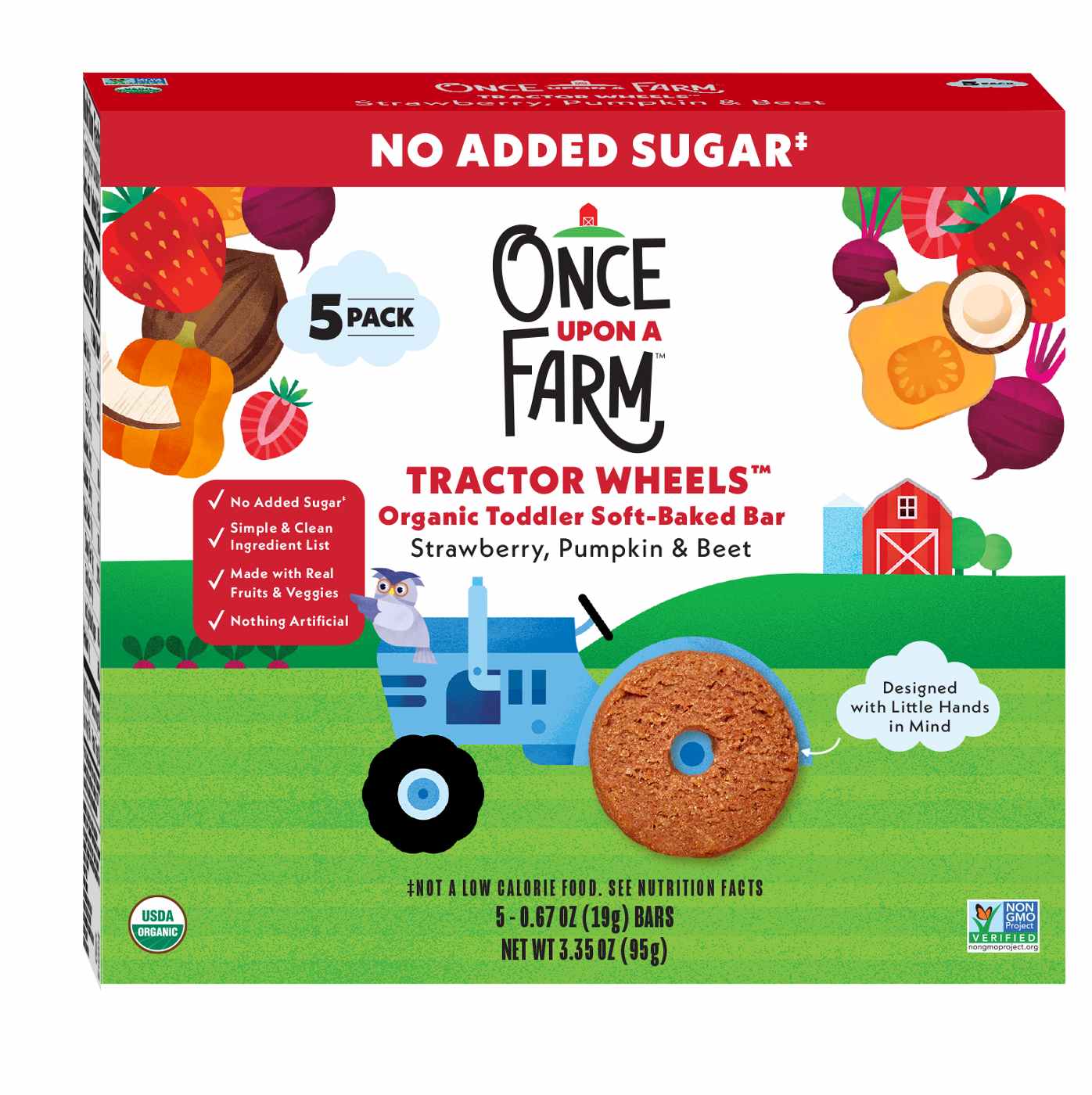 Once Upon a Farm Tractor Wheels Organic Toddler Soft-Baked Bar - Strawberry, Pumpkin & Beet; image 1 of 2