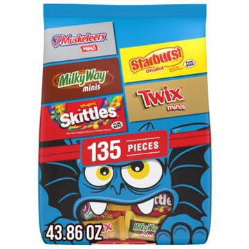 3 Musketeers, Milky Way, Starburst, Skittles & Twix Assorted Fun Size Trick or Treat Halloween Candy