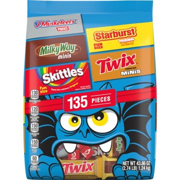 3 Musketeers, Milky Way, Starburst, Skittles & Twix Assorted Fun Size Trick or Treat Halloween Candy